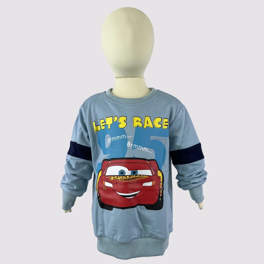 Sweatershirt Wholesale Kids Long Sleeve Top with Cartoon Car Print for Baby Boys Wear Outside