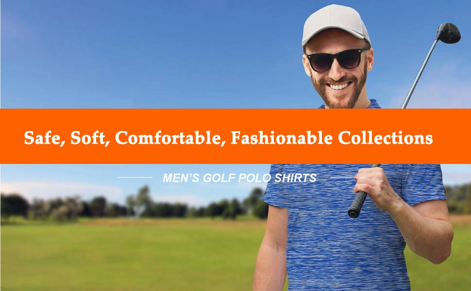 5% off Men′s Short Sleeve Polo Golf Shirts 3-Button Moisture Wicking Athletic T-Shirts Casual Collared Shirt