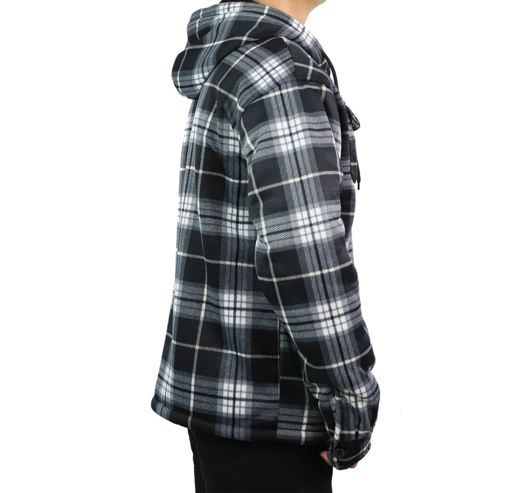 Wholesale Plain Man Blanket Cotton Zipper and Sweat Jacket Windproof Fashion Plaid 100% Organic Cotton Fleece Men Leisure Clothing Sustainable Hoodie