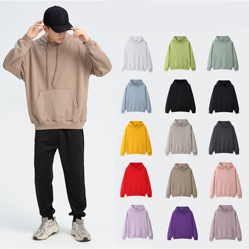 Wholesales China Manufacture Wholesale Organic Cotton Plus Size Women Leisure Fashion Plain Oversized Solid Customized Embroidered Logo Custom Men Hoodies