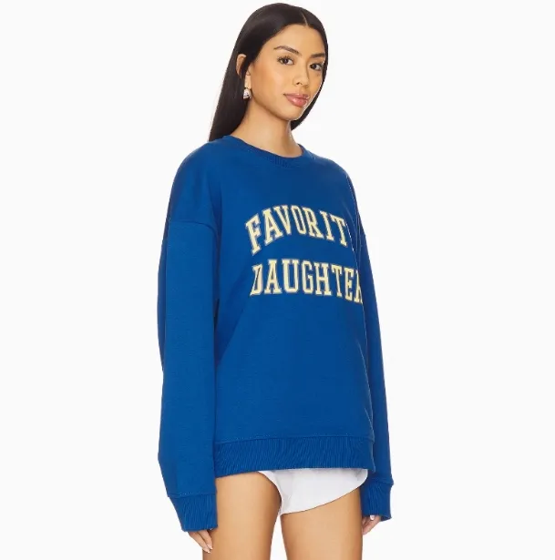 フロントに位置刺繍を施したレディースカジュアルテリーセーター